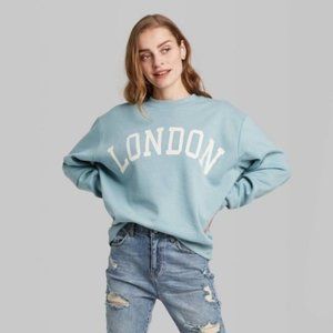 NEW without tags powder blue Wild Fable LONDON crop top XS
